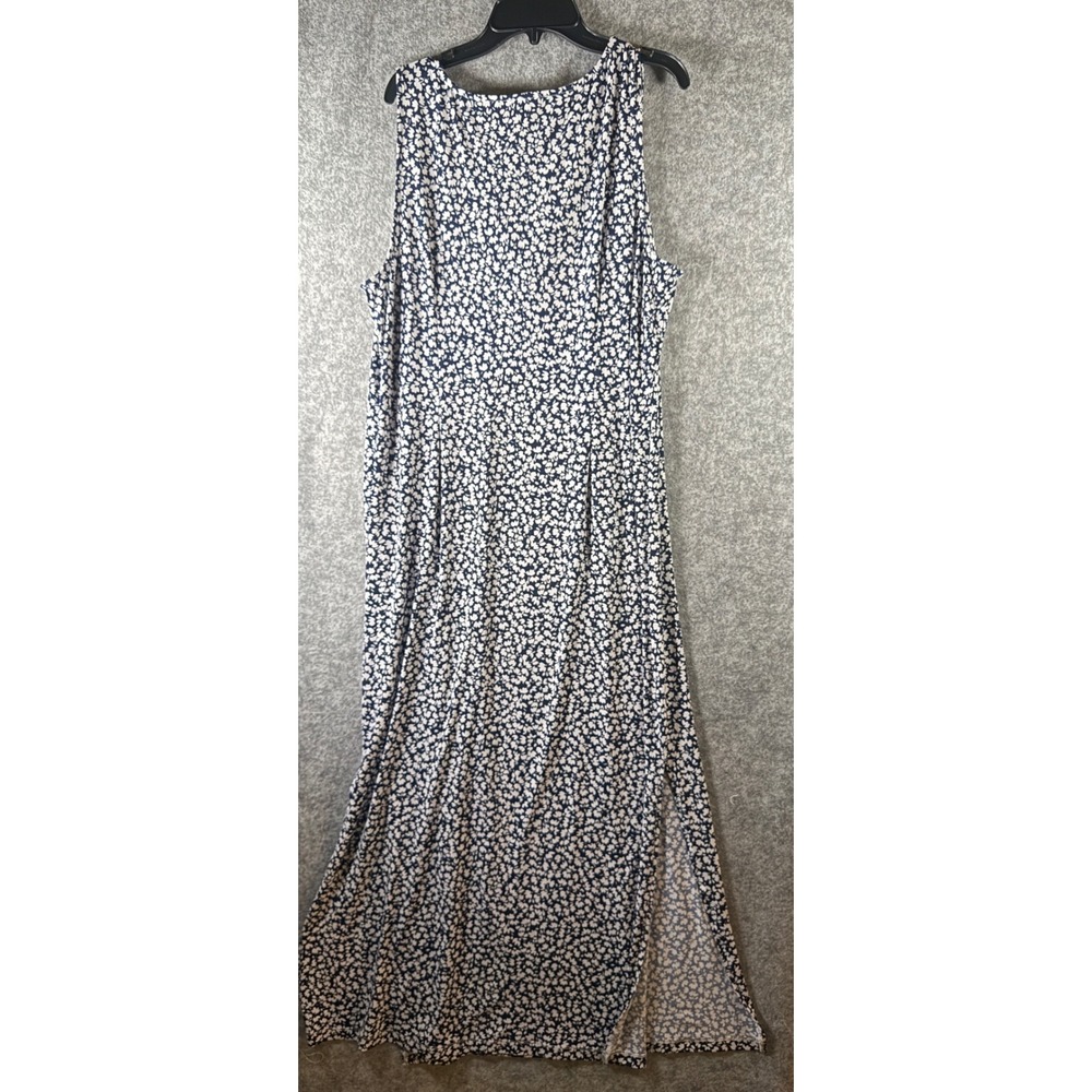 MSK Womens Navy Blue White Floral Sleeveless Maxi Dress Ring Detail XL - Picture 6 of 11